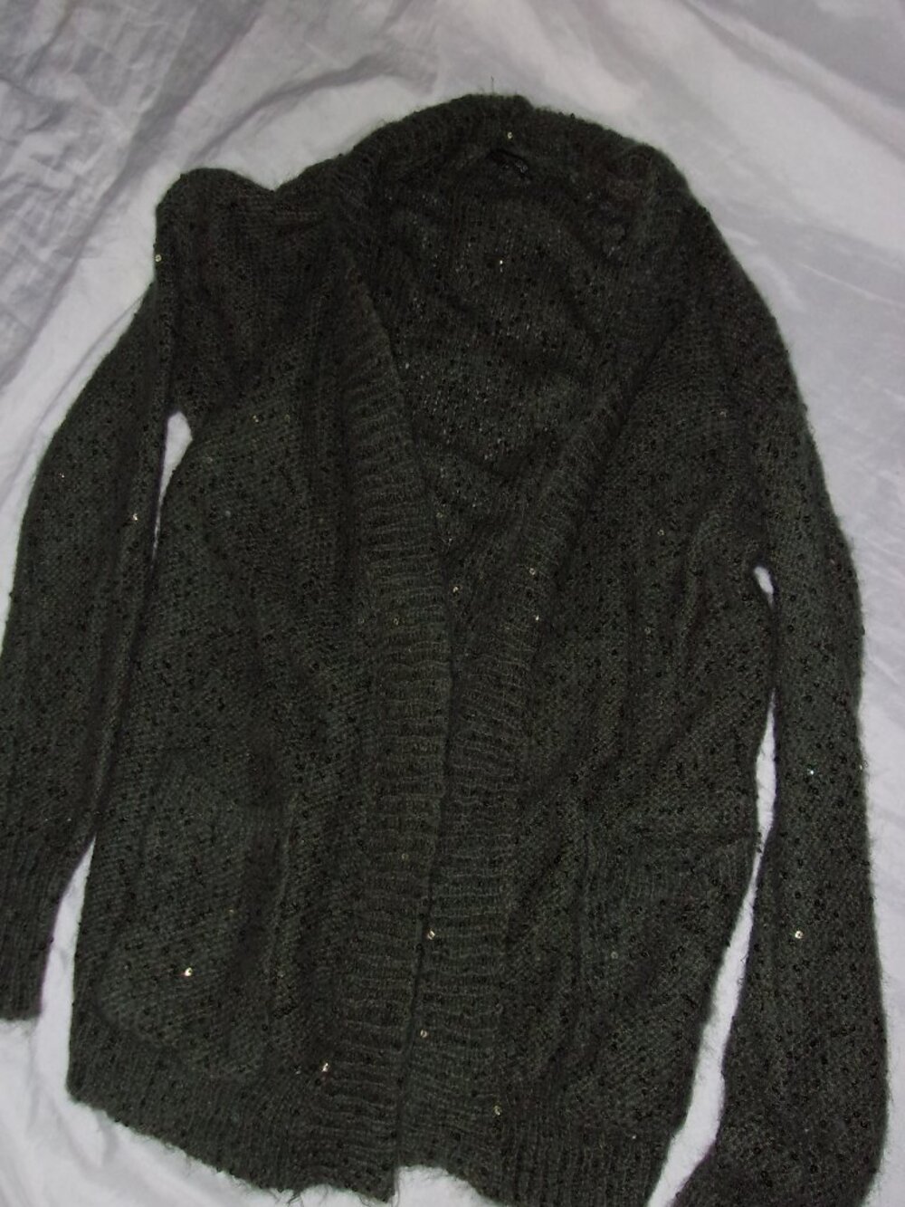 mohair wool size large womens bling gray sweater shirt knit casual dress